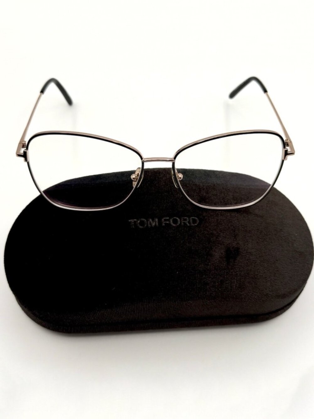 Tom Ford TF5906-B 001 Black Rose Gold Metal Cat-Eye Frames 55-15-140